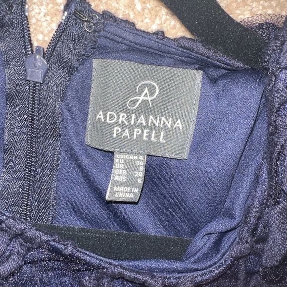 Adrianna Papell Navy Lace Peplum - Picture 3 of 5
